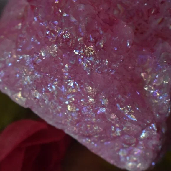Large OOAK Pink Dyed Natural Aura Quartz Crystal Cluster - witchy mystical decor